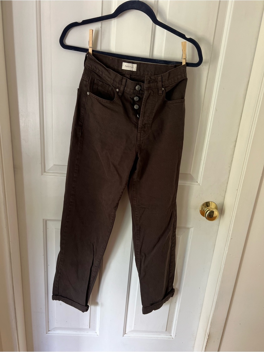 PacSun Brown High-Rise Button-Fly Jeans